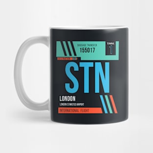 London (STN) Airport Code Baggage Tag Mug